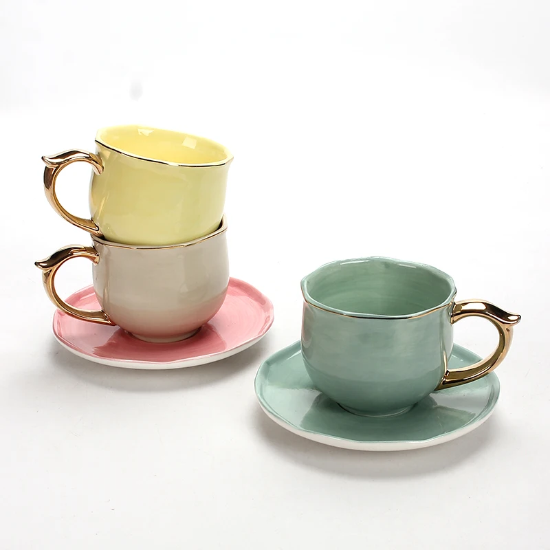 Nordic Ins Style Pangpang Fat Coffee Mug Creative Novelty Ceramic Drinking Water Cups Tea Cup Set With Saucer