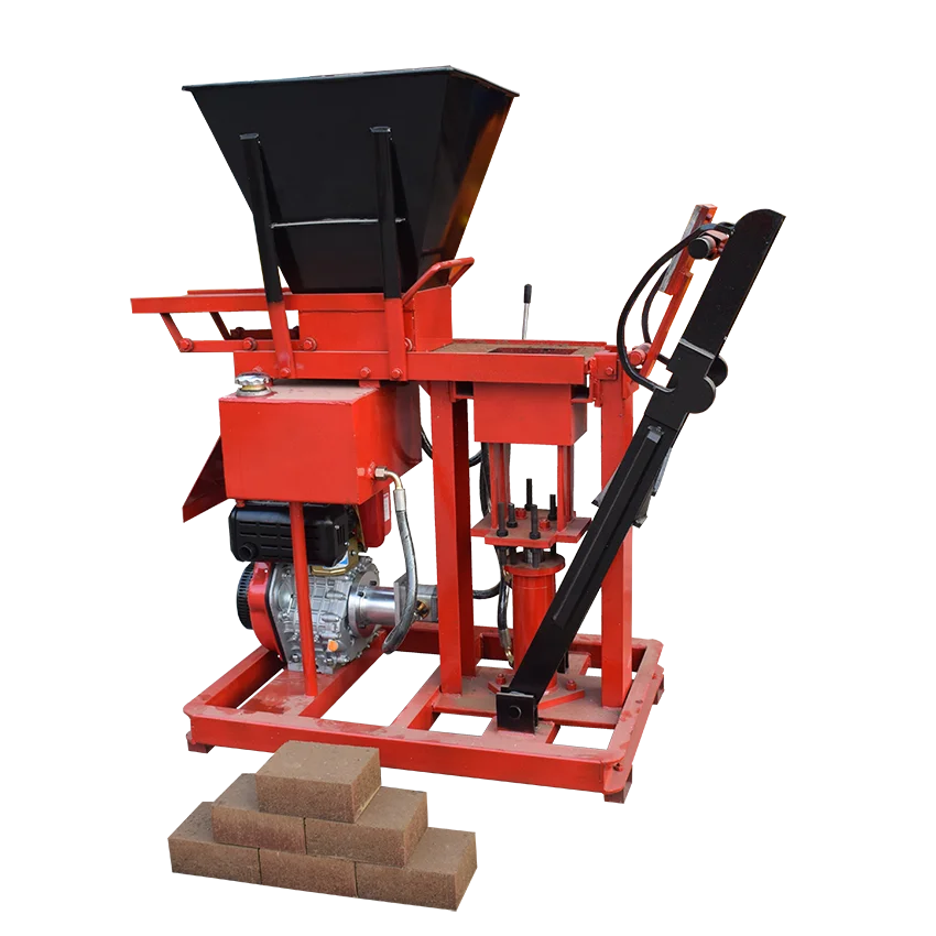SHM2-25 semi automatic diesel hydraulic press clay soil interlocking hollow paver brick making machine