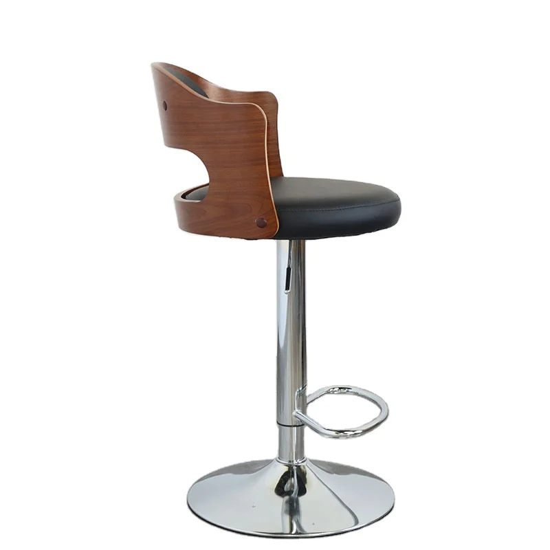 Lift Adjustable Padded Swivel Seat Leather Counter Height Bar Chair Stool with Backrest