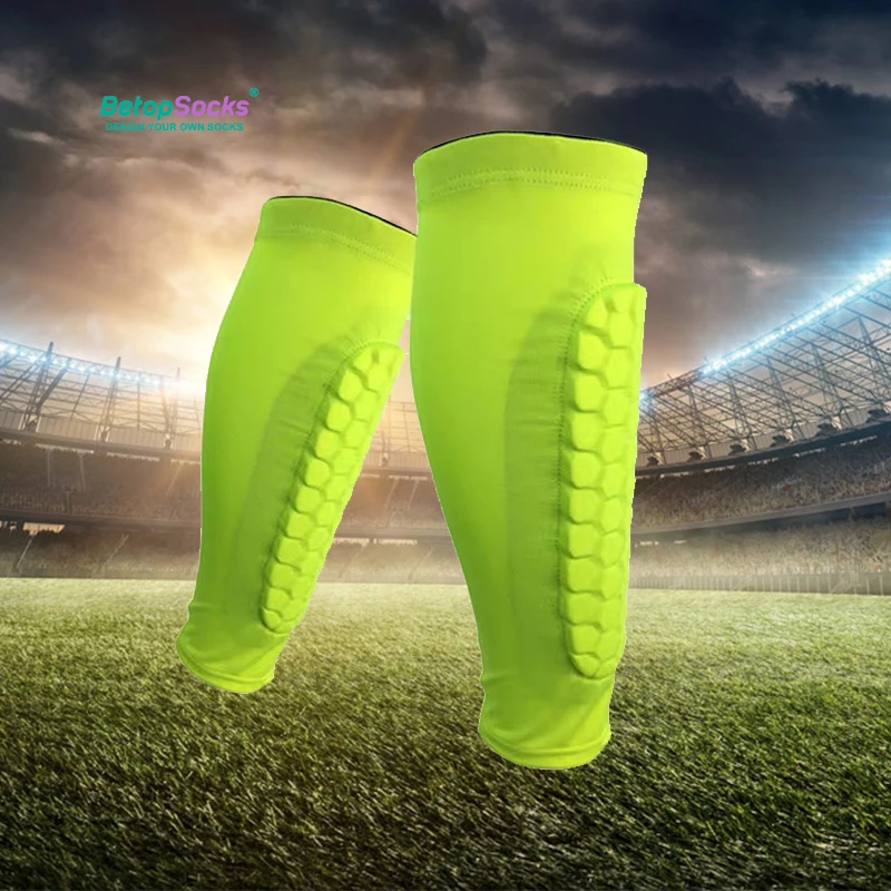 Lightweight Soccer Football Socks Spandex Honeycomb Shin Guards Pad Calf Compression Sleeves Support Brace Protector Socks