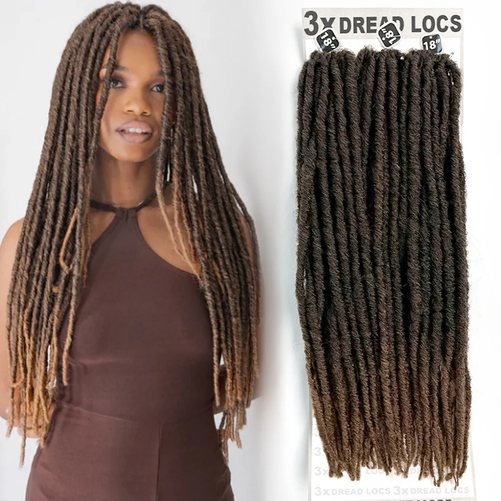 Ombre blonde 18inch 3x dreadlocks braids 36strands pre looped faux locs black color crochet hair extension dread locks