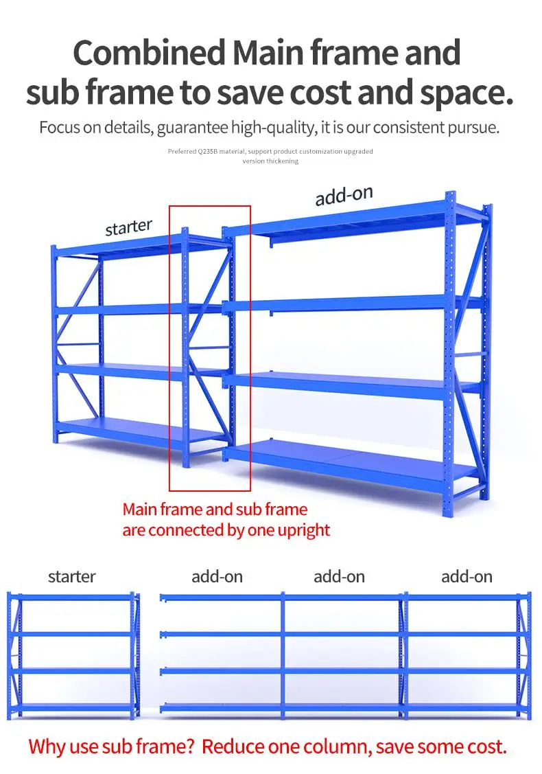 Factory Customized Storage Rack Stainless Steel Shelves Metal Industrial Long Span Racking