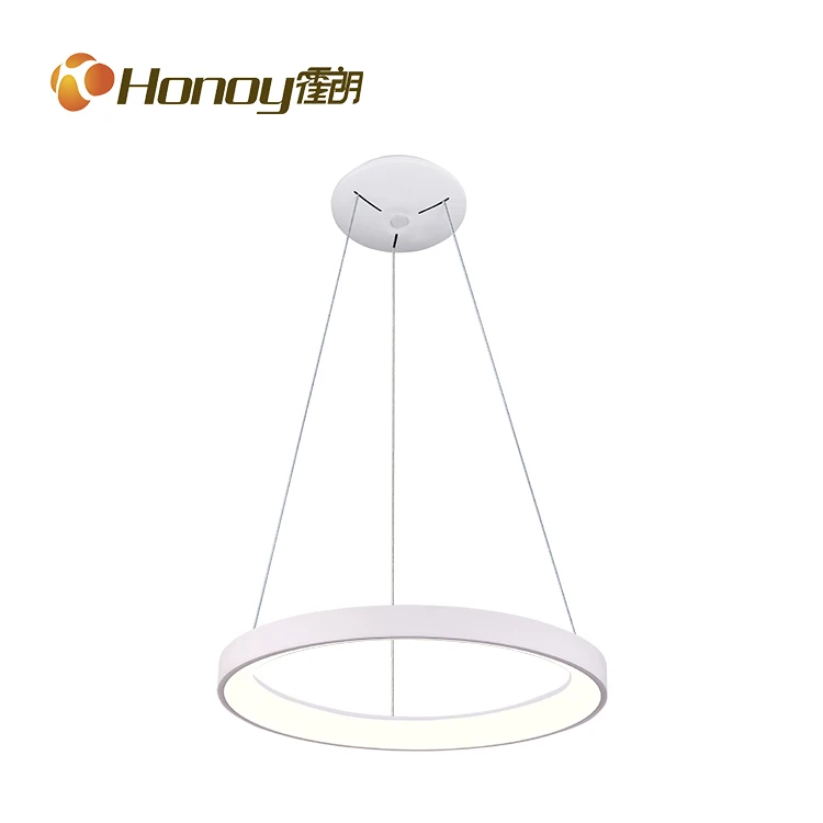 Customized Modern Hanging Lights Smart Wifi Switch Circle Ring Chandelier Silver Pendant Light