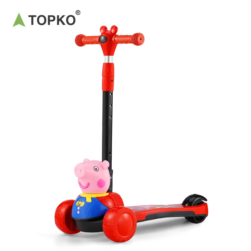 Детский самокат TOPKO с 3 колесами пластиковый для детей регулируемый по высоте детский скутер От 2 до 8 лет Лидер продаж