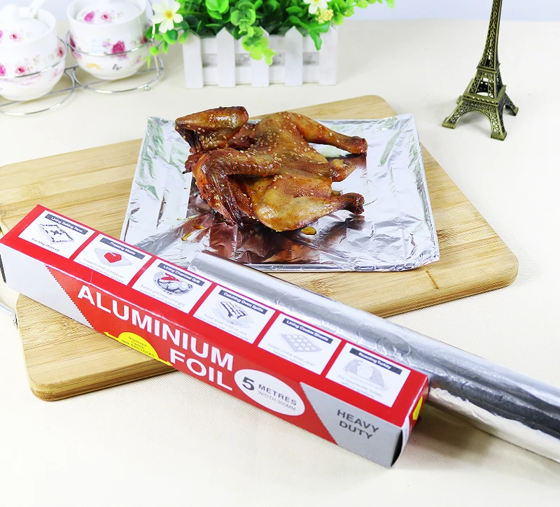 10 micron 7.5m Recyclable Aluminum Foil in Rolls Disposable Food Packaging For Grill 1235 8011 Alloy