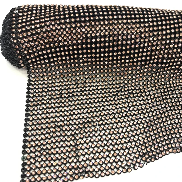 me024 Popular shining 3mm aluminum mesh trim strass rhinestone mesh without glue for dress and shoe