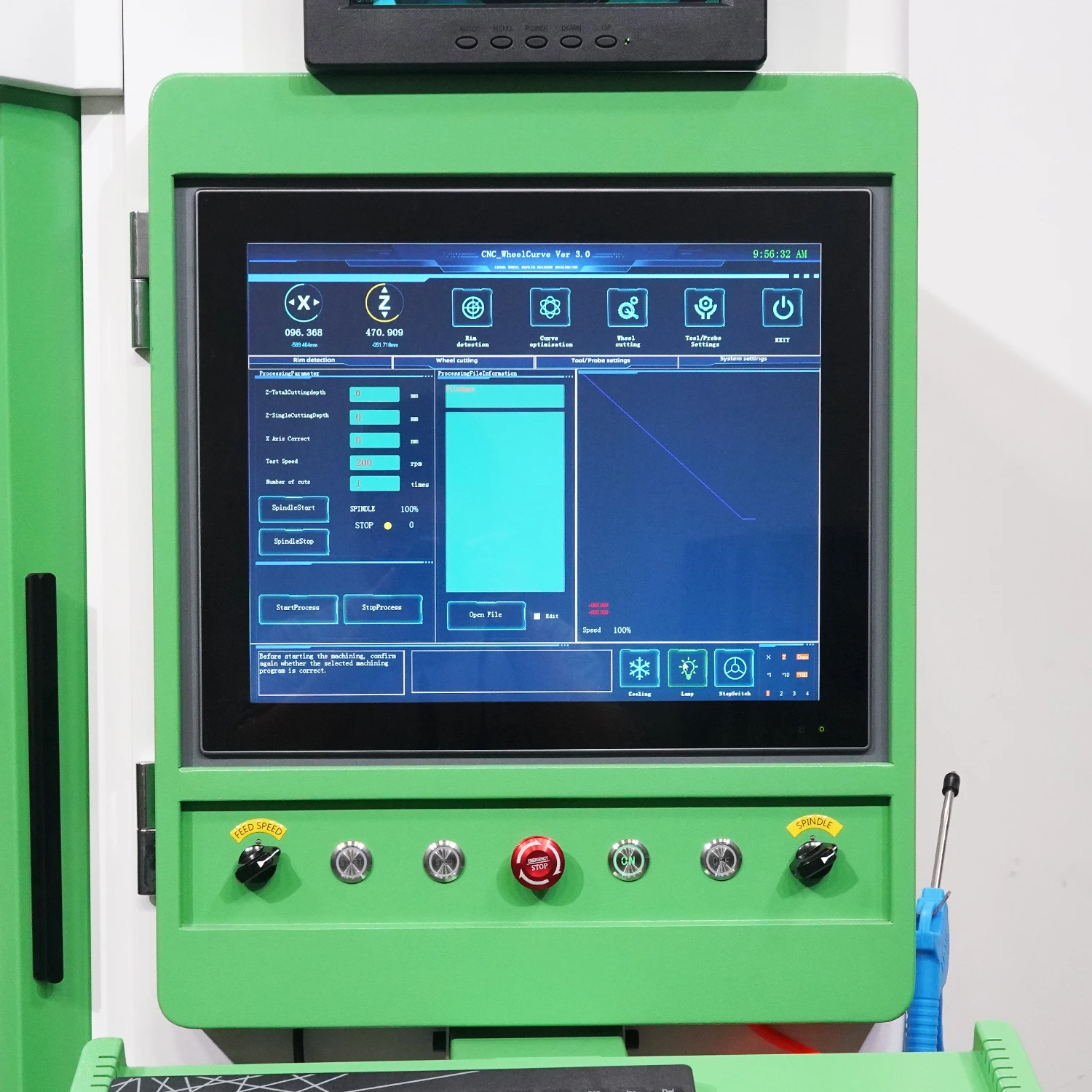 Vertical Alloy Wheel Repair Machine AWR804VP with Ruby Detection and Diamond Cutting Completed in Four Automated Steps