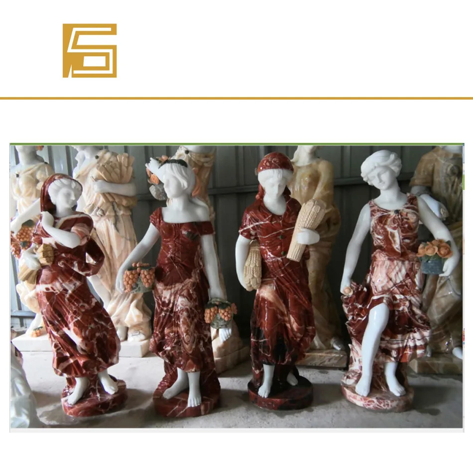 Beige Marble Figure Sculpture Natural Stone Garden Landscape Statue