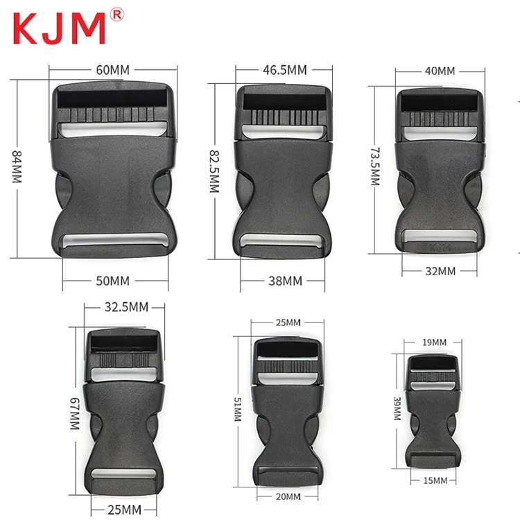 Custom logo 15mm 20mm 25mm 32mm 38mm 50mm multi-color adjustable fastener plastic side release buckle