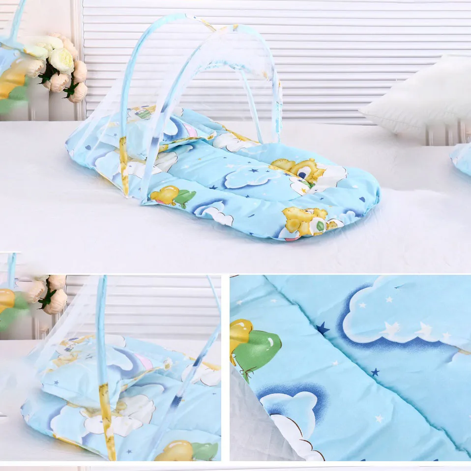 Retractable folding baby bed mosquito nets tent for babies cheap sleeping mosquito net with pillow and cushion