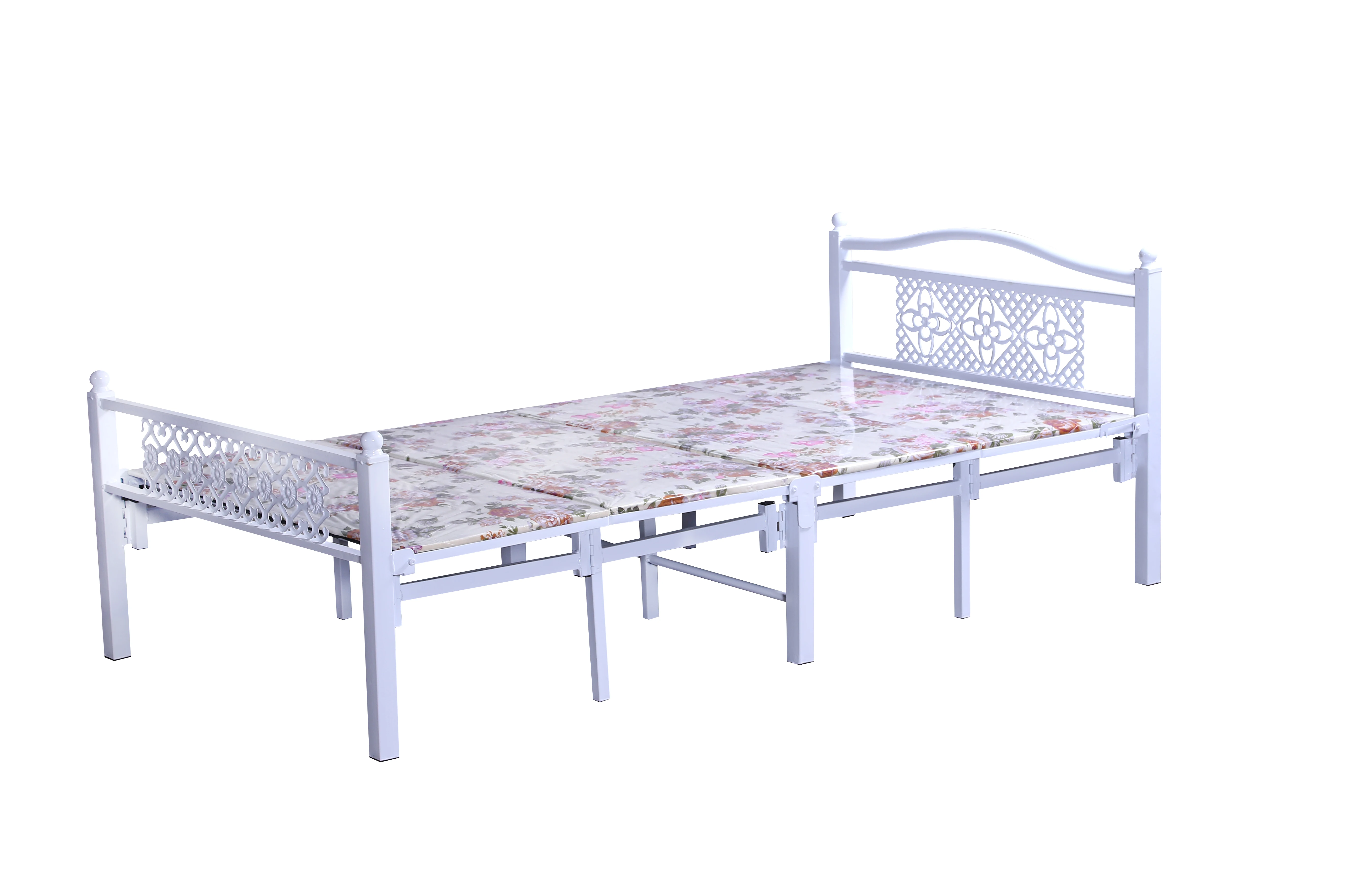 Factory cheap metal single bed frame sheet wrought iron bed steel single beds for Construction site worker staff dormitory