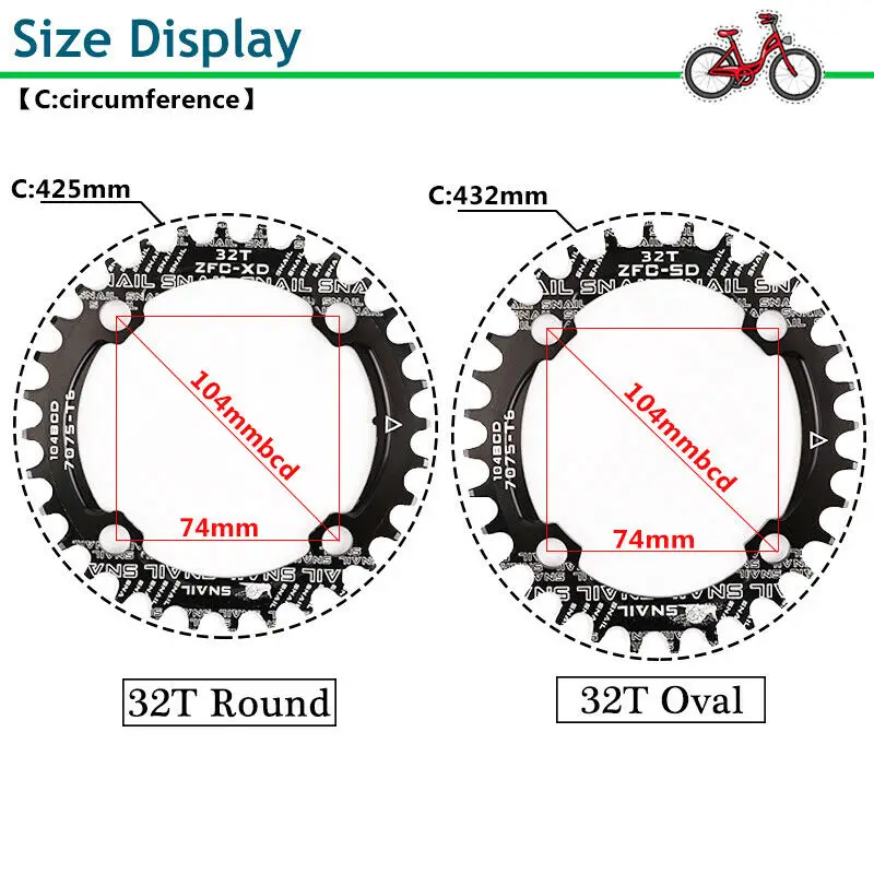 SNAIL mountain bike single chain wheel chain ring 96/104bcd  oval disc 32T/34T/36T/38T/40T/42T sprocket for Cycling Bike Part