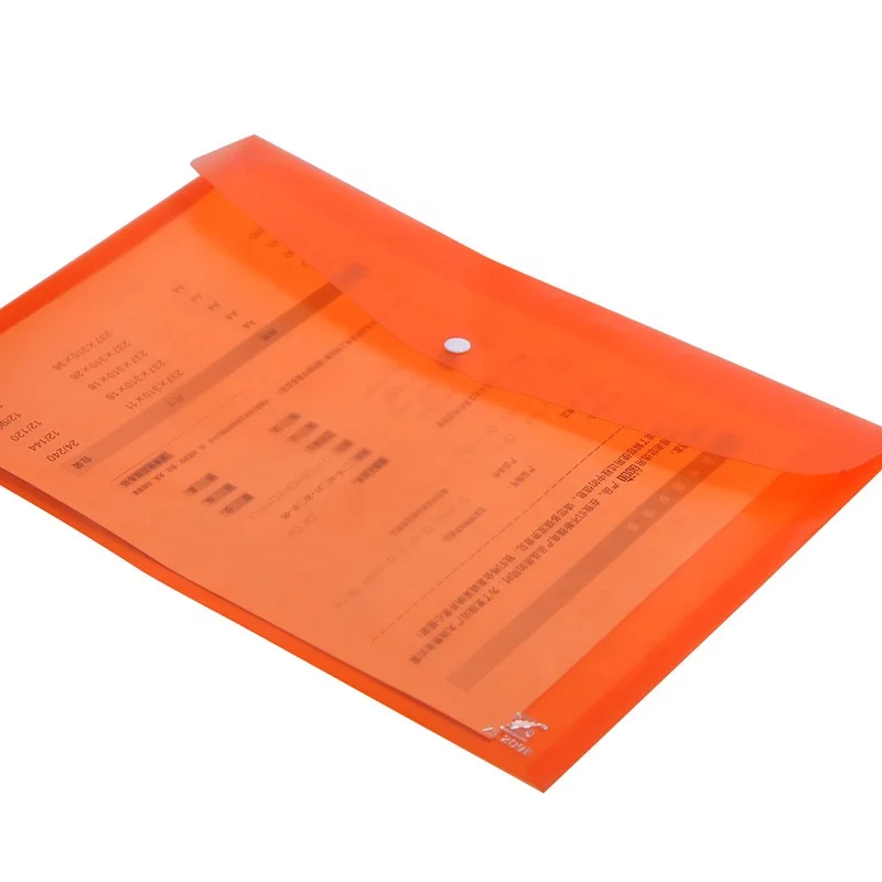 
File Plastic Stationery Organizer Clear Pocket Pvc A4 Button Fire Document Bag 