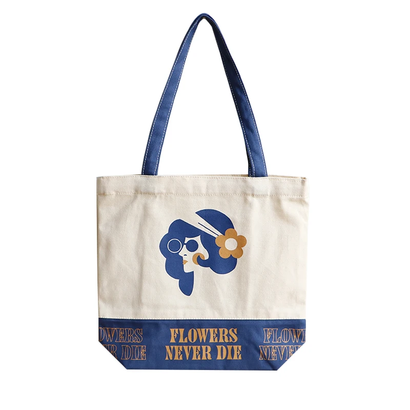 Vigreat Wholesale Cheap Shopping Bag Grocery Advertise Cloth Tote Shopping Bag Silk Digital Screen Print Cotton Polyester Canvas