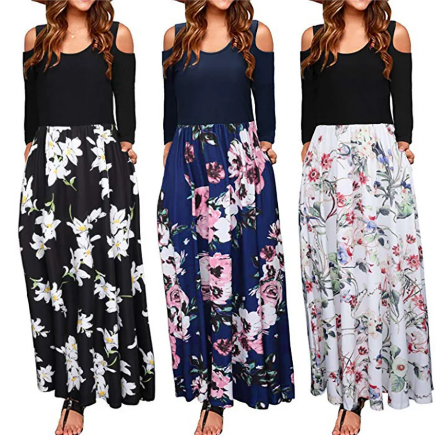 Wholesale boutique dresses in bulk women ladies dress summer floral casual maxi dresses