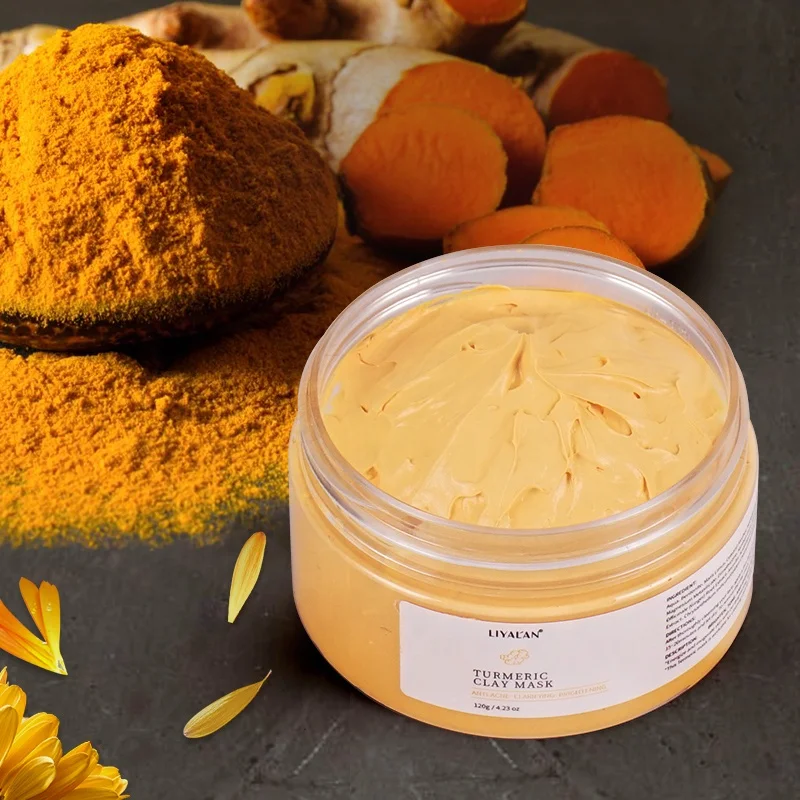 
New Arrivals 2021 Beauty Tumeric Skin Care Natural Betonite Mud Vitamine C Anti-acne Blackhead Turmeric Face Clay Mask 