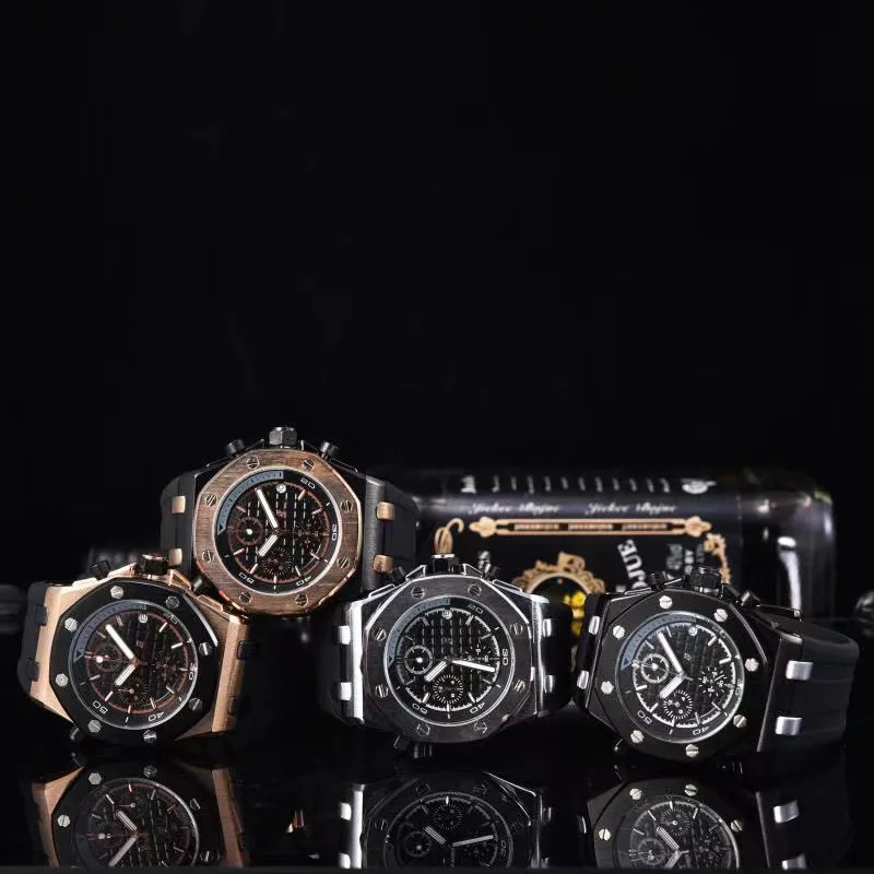 Men Chronograph Analog Quartz Watch Silicone Waterproof Luminous Quartz Wrist Watches