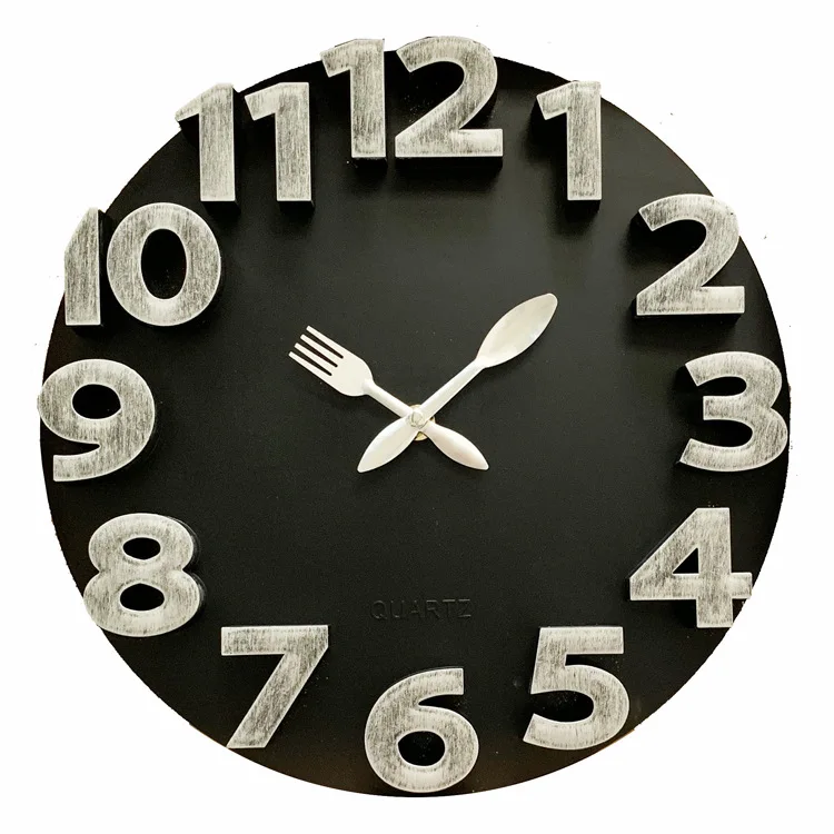 12 inch plastic  round face circular three-dimensional figures wall clock