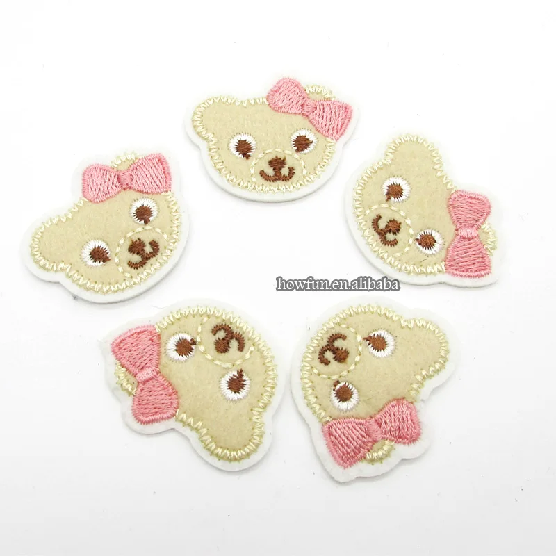 Wholesale custom felt background bear embroidery patches and badges