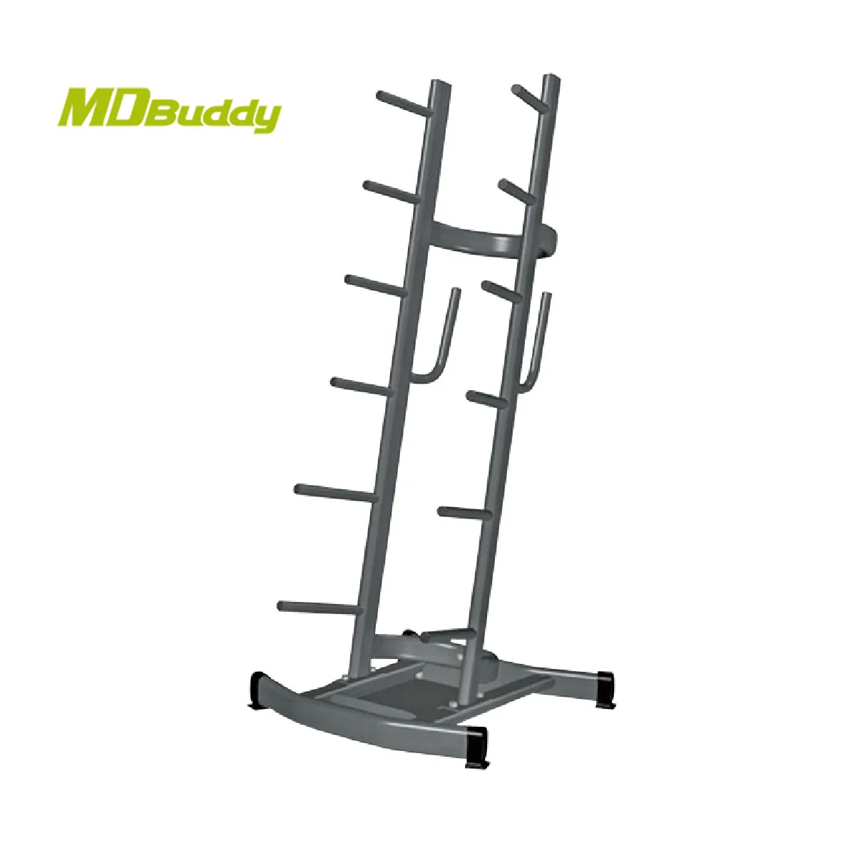 MDBuddy Rubber Coated Plates Storage Cardio Barbell Pump Set Rack Storage Barbell Rack