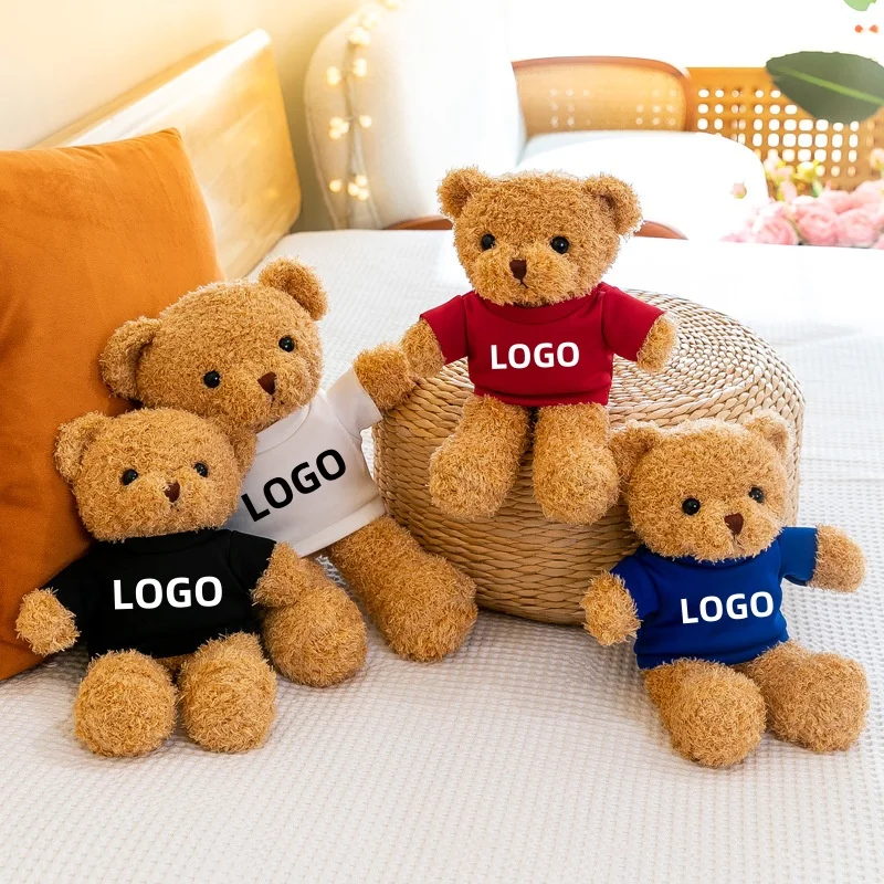 Songshan Toys Promotional Manufacturer plush teddy bear with printed logo on T-shirt personalized custom T shirt Stuffed Animal