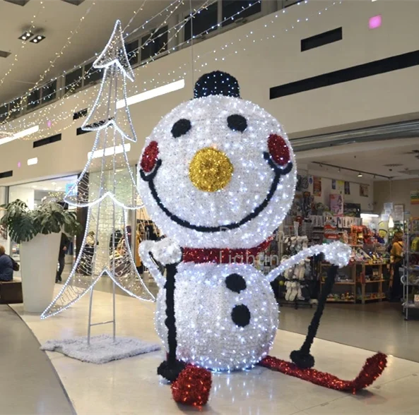 Skiing snowman led christmas indoor or outdoor decoration