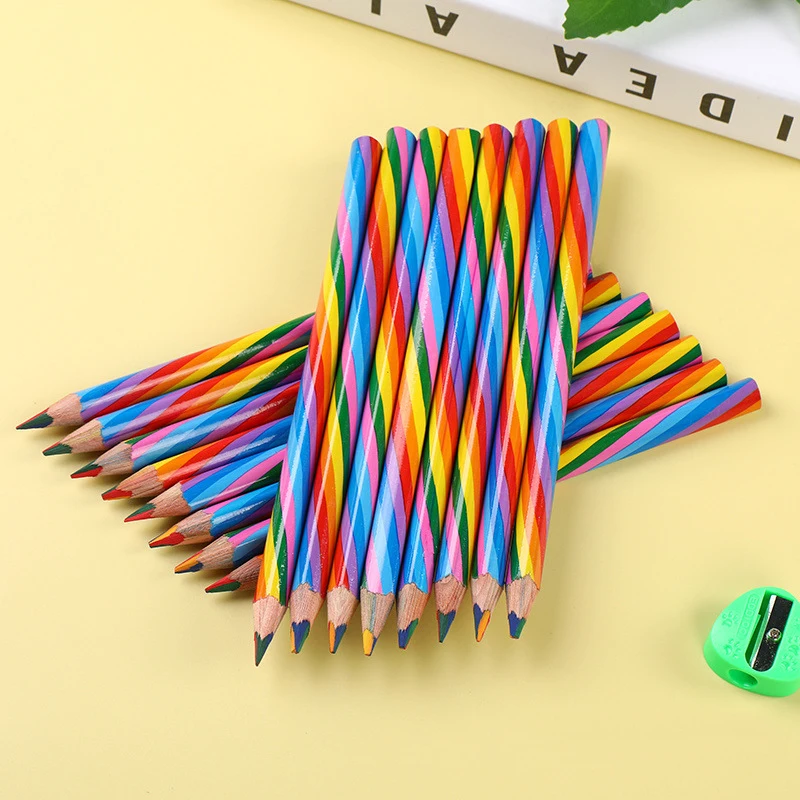 Eco Friendly Kids Sketch Drawing Colorful Triangle Wooden Hb Pencil for School