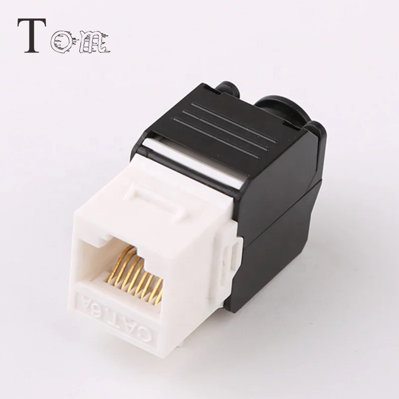 TOM-KJ-19-C6A Up Down Modular Connector UTP Cat6A Network RJ45 Keystone Jack