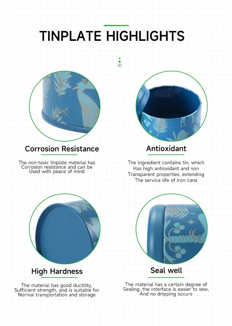 Wholesale Food Grade 30g Gold Green Matcha Tea Tin Can Small Round 100g Screw Matcha Powder Tin Packaging with Lid