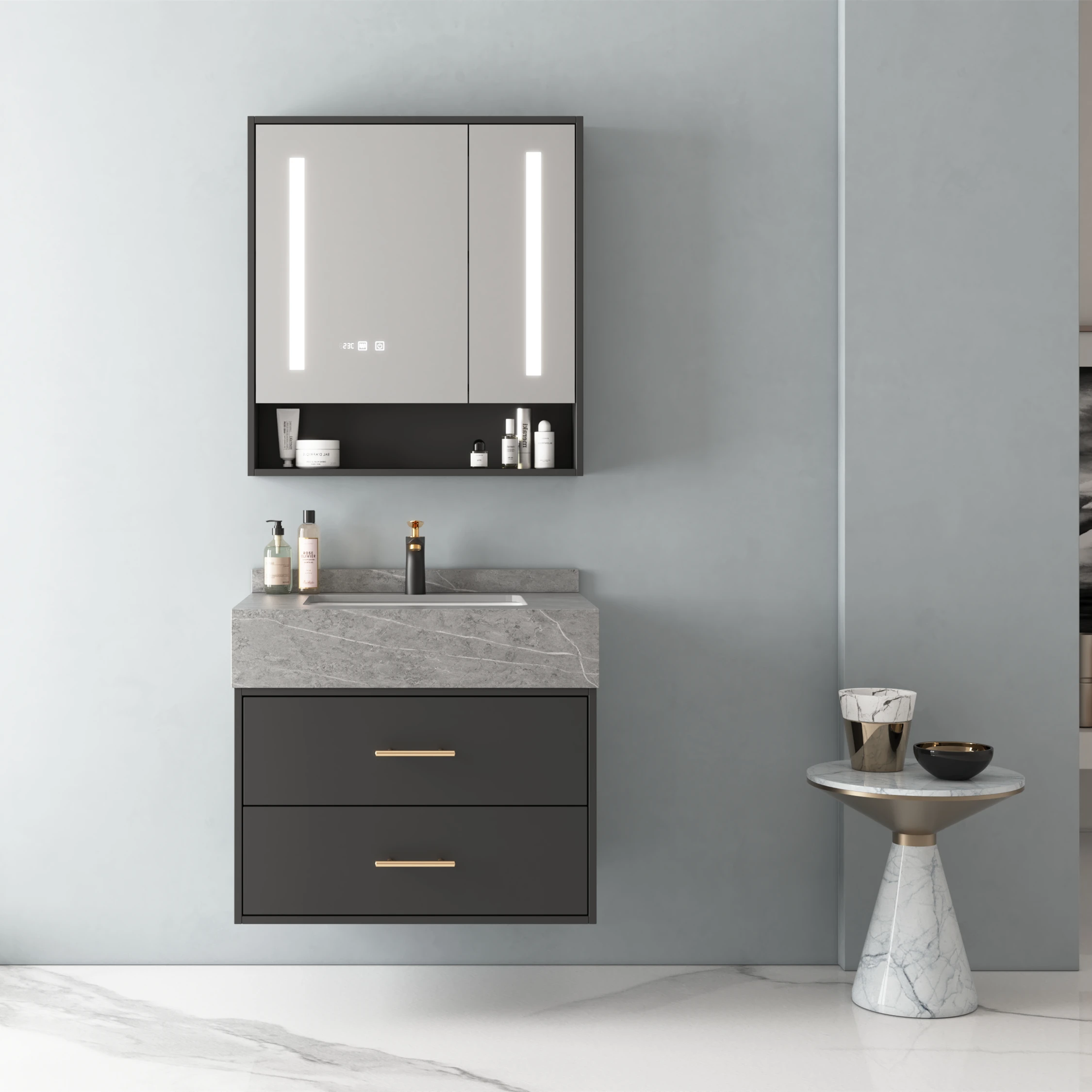 Rock toilet bathroom vanity set intelligent wash basin bathroom sink cabinet wall cabinet