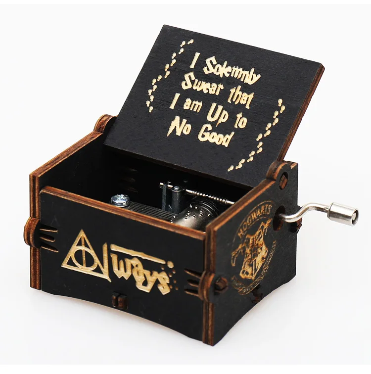 custom logo hand crank wooden music box birthday gifts