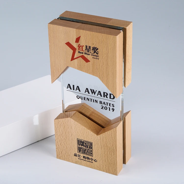 
Custom engraved trophy Crystal wooden Award Plaque 