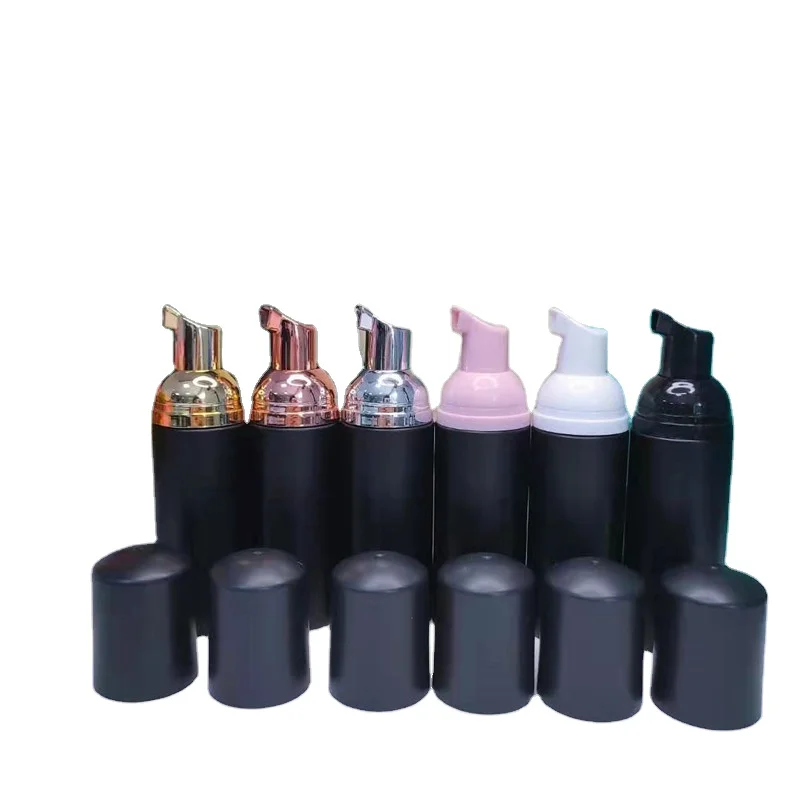 30ml-250ml Black Frost Matte PET foam bottle with  golden Pink Black foam pump for liquid soap