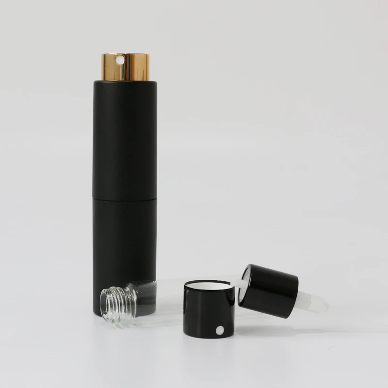 Luxury pen style black white  mist spray mini twist atomizer bottle 10ml 15ml 20ml
