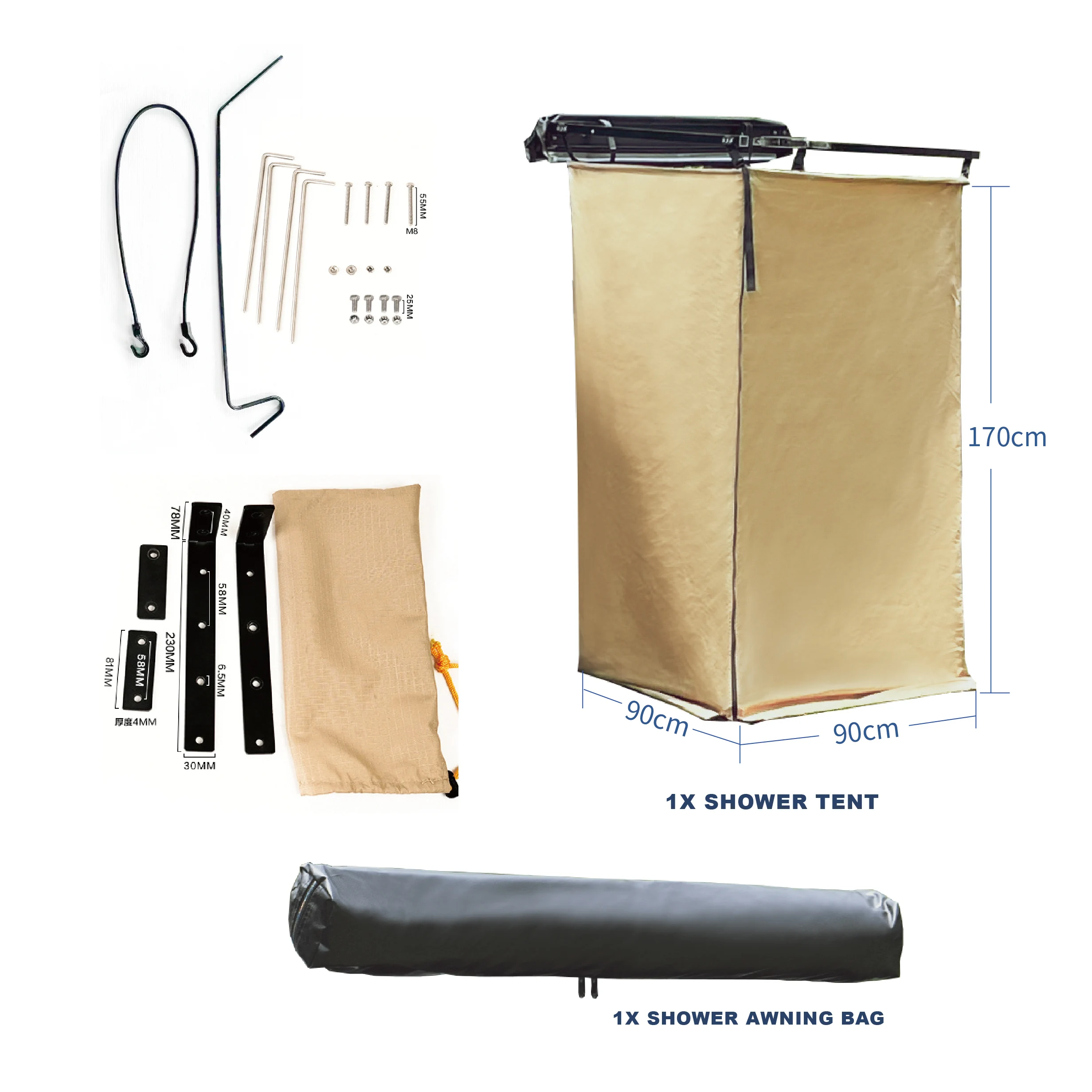 Awnlux Offroad shade Privacy Car Side Ensuite Awning Camping Car Side Shower Tent Outdoor Bath Toilet Tent