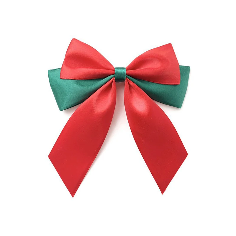 Красно-зеленая декоративная предварительно привязанная мини лента с цветочным бантом бутылка для духов атласный подарок Рождественская лента с бантом для подарка