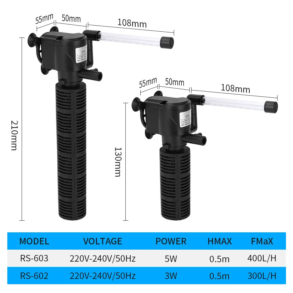 Hotsale 3 in 1 Demountable DIY Water Direction Adjustable Deep Fish Tank Submersible Air Pump Filter Aquarium Filter Oxygen Pump