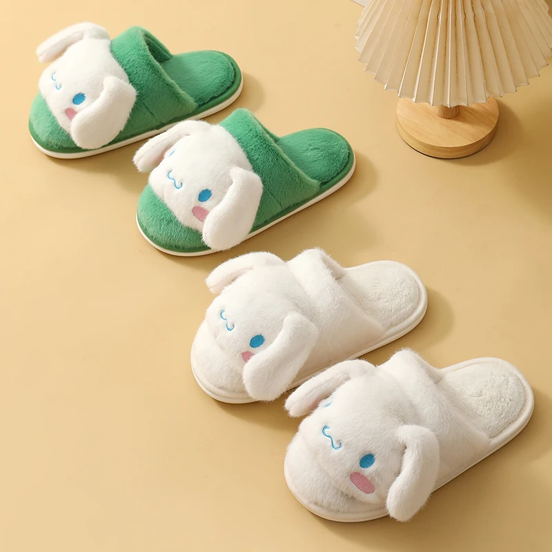 Japanese Anime Slipper Cartoon Warm Plush Home Shoes Kuromied Flat Non-slip Indoor Slippers For Girl Women Autumn Winter Pink