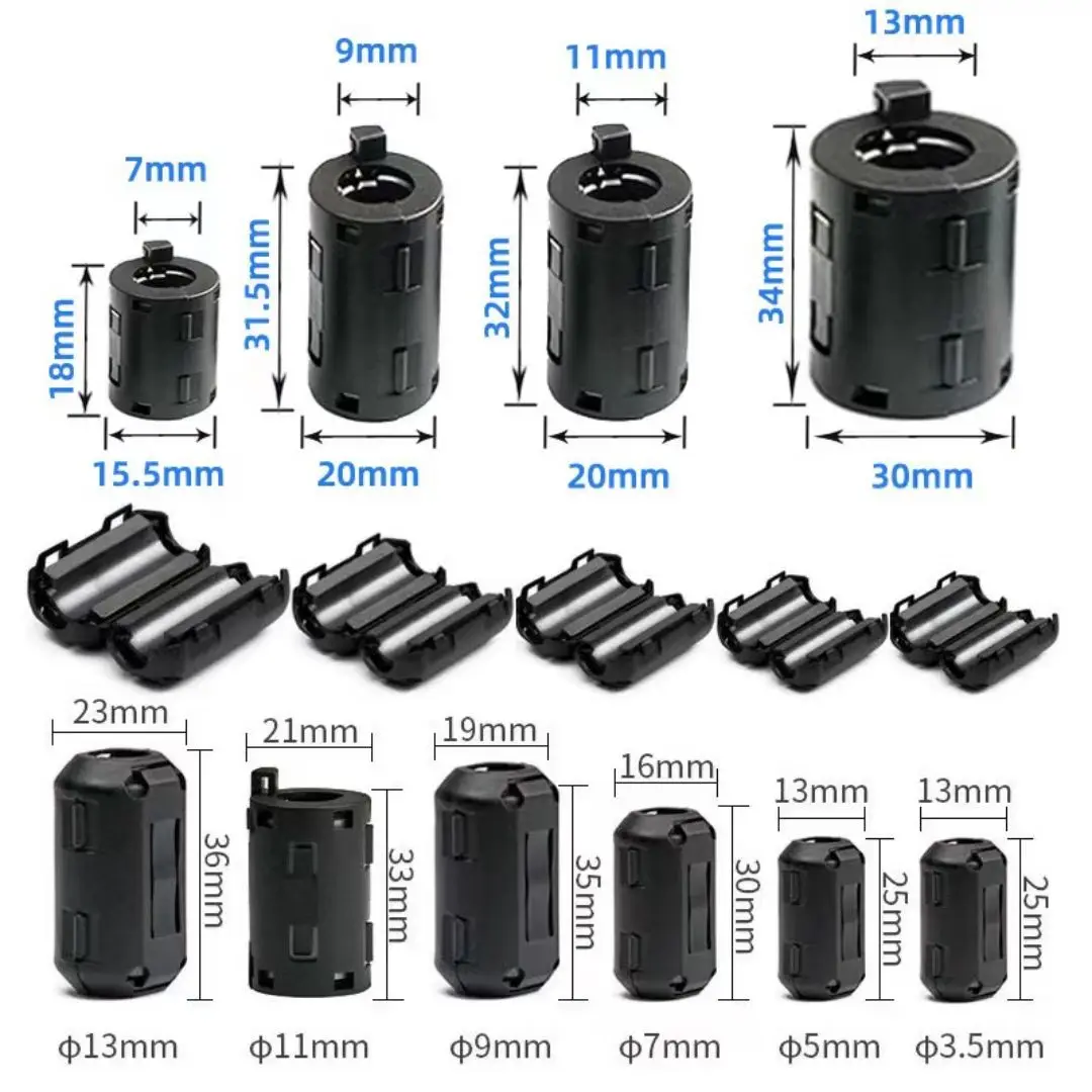 Office Accessory ABS Snap-On EMI Degaussing Filter Anti-interference Ferrite Ni-Zi Magnetic Core Buckle Magnetic Ferrite Ring