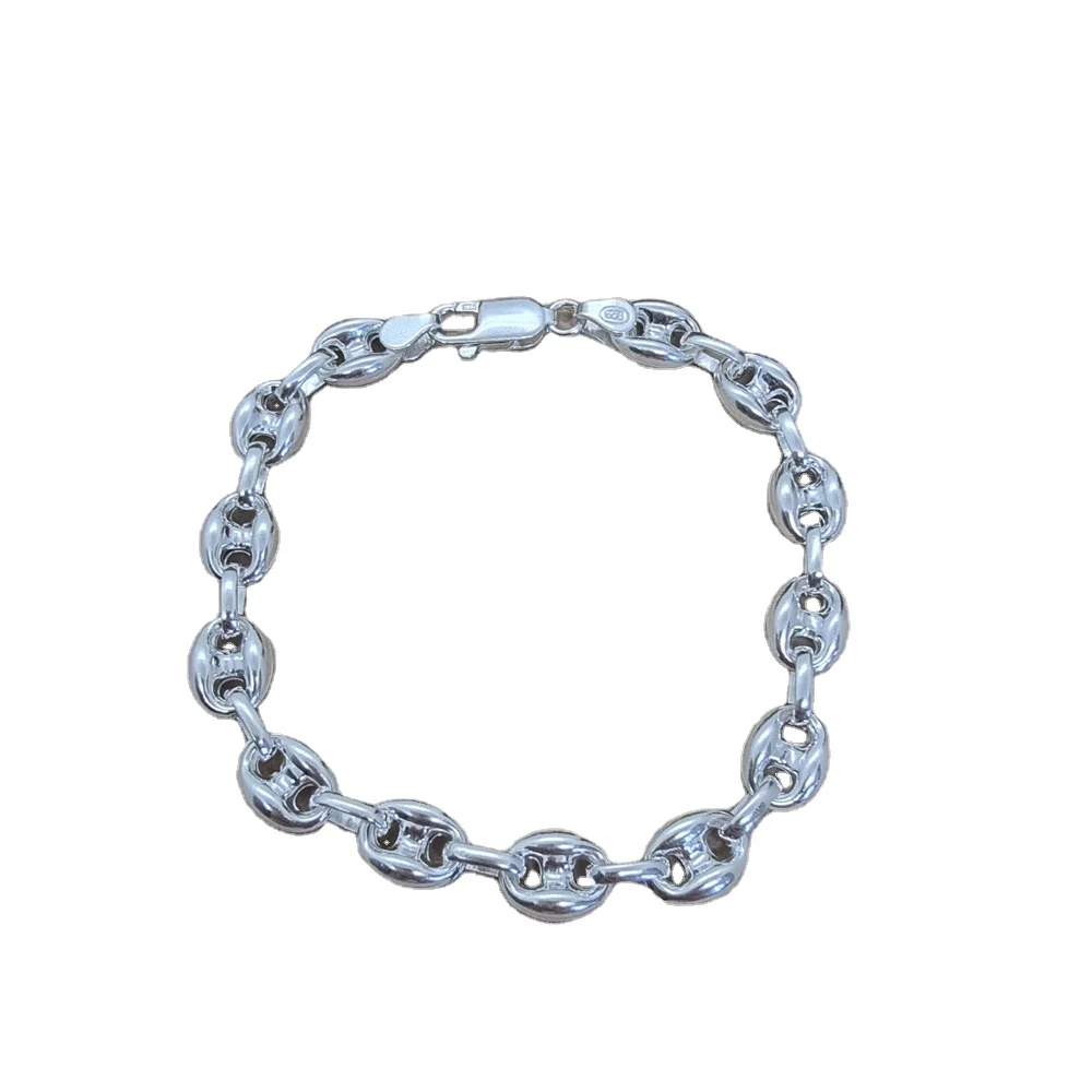 925 Sterling Silver Sailor Men Jewellery Women Unisex Link Chain Coffee Bean Bracelet  Wholesale Mens Jewelry Trendy Hot Sale