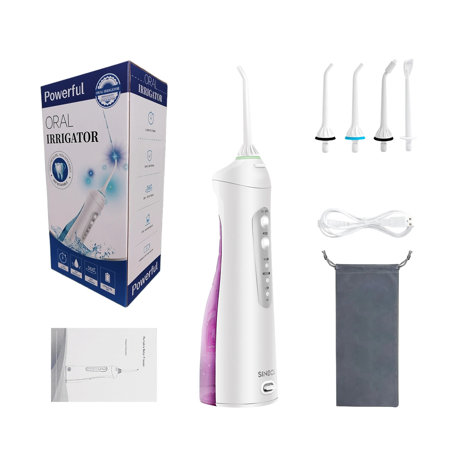 Water Flosser 3 Modes Oral Irrigator Dental Teeth Cleaner USB Rechargeable Tooth Whitening Device