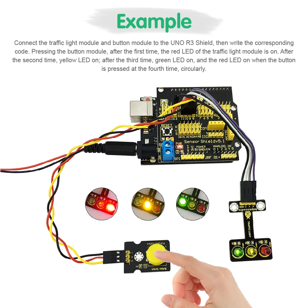  Светодиодный светофорный модуль красный желтый зеленый для arduino