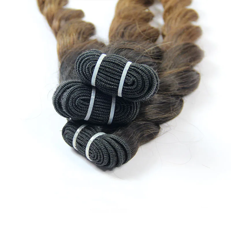 Wholesale cheap Top grade 100%  cuticle aligned virgin Russian Ombre 1b/30 pretty braiding curl two tone human hair