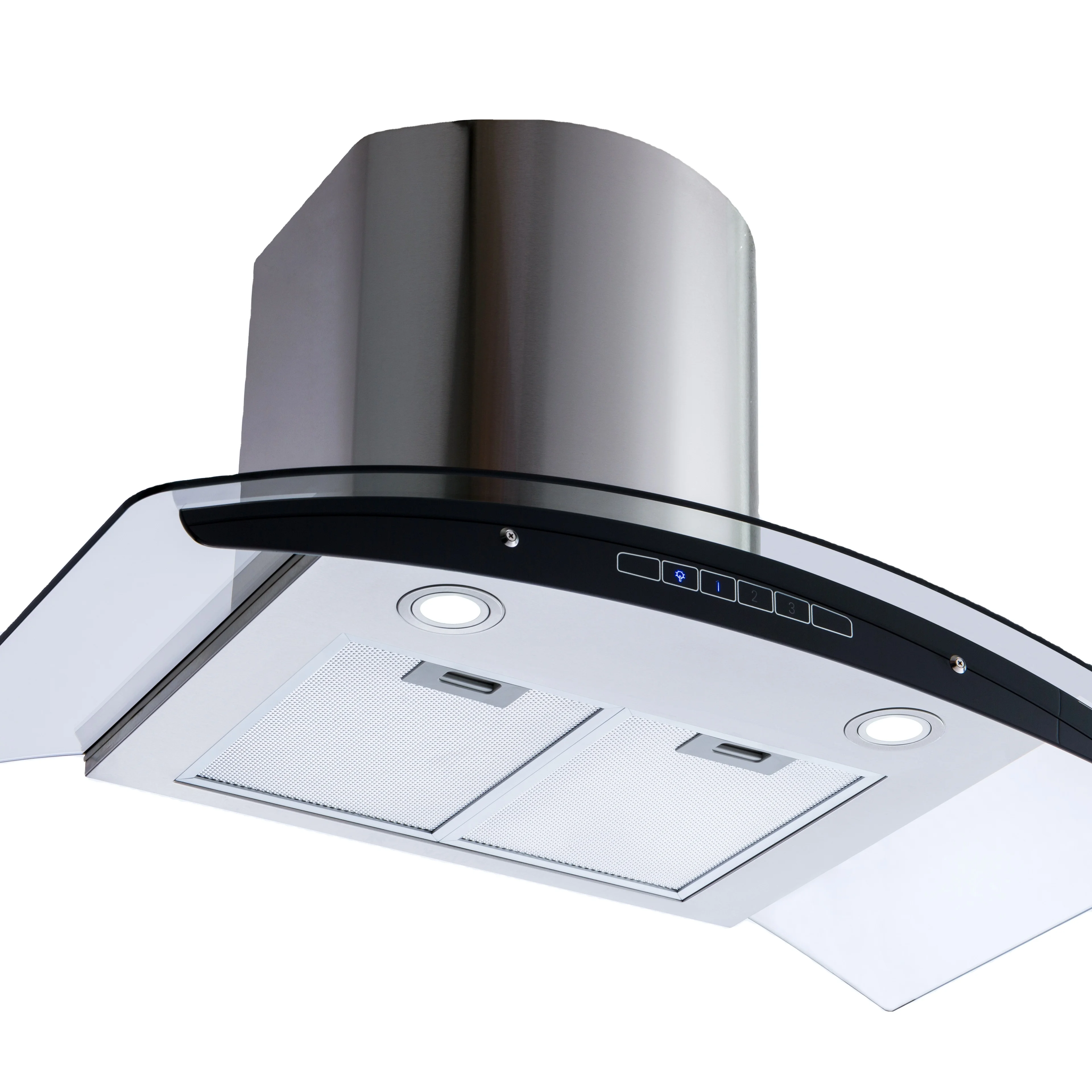 900mm Black Titanium Duct Curved Glass Canopy Cover Wall Mounted Chimney Range Hood