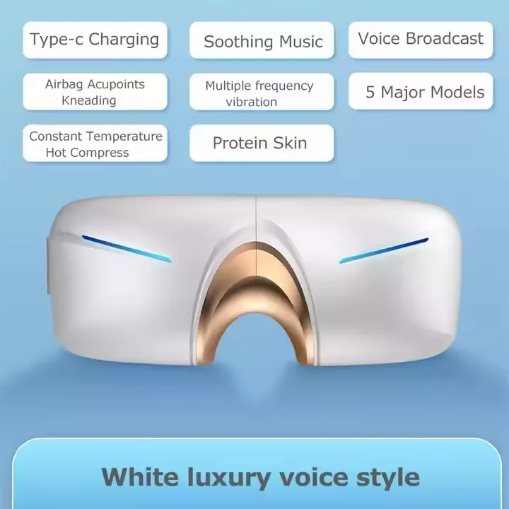 New hot and cold Improve Sleep Music 4d Smart Electric Airbag Vibration Cold Eye Massager for Dry Eye Eyestrain Fatigue Relief