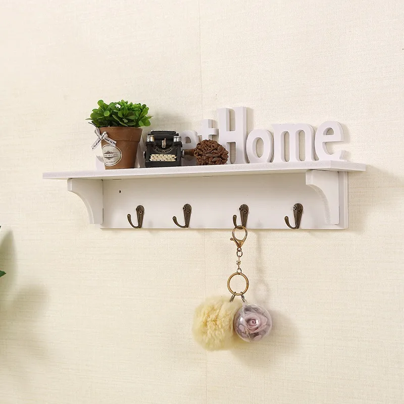 Pastoral Style English Letter Wall Hanging Flower Shelf Coat and Hat Rack with Elegant Wall Decoration Partition