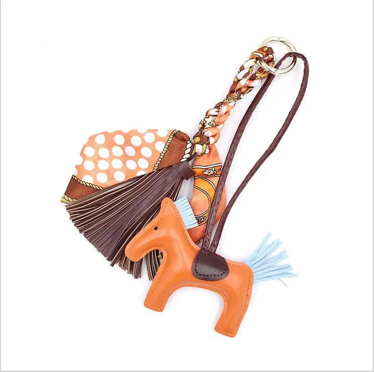 Korean silk scarf tassel bowknot leather tassel bag pendant pony bag pendant keychain wholesale