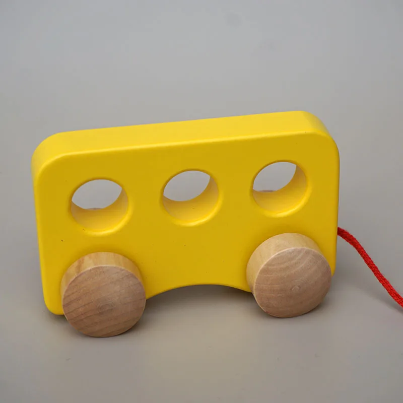 wooden baby toy wood rainbow car toys Wooden Pull Along car Toy For baby