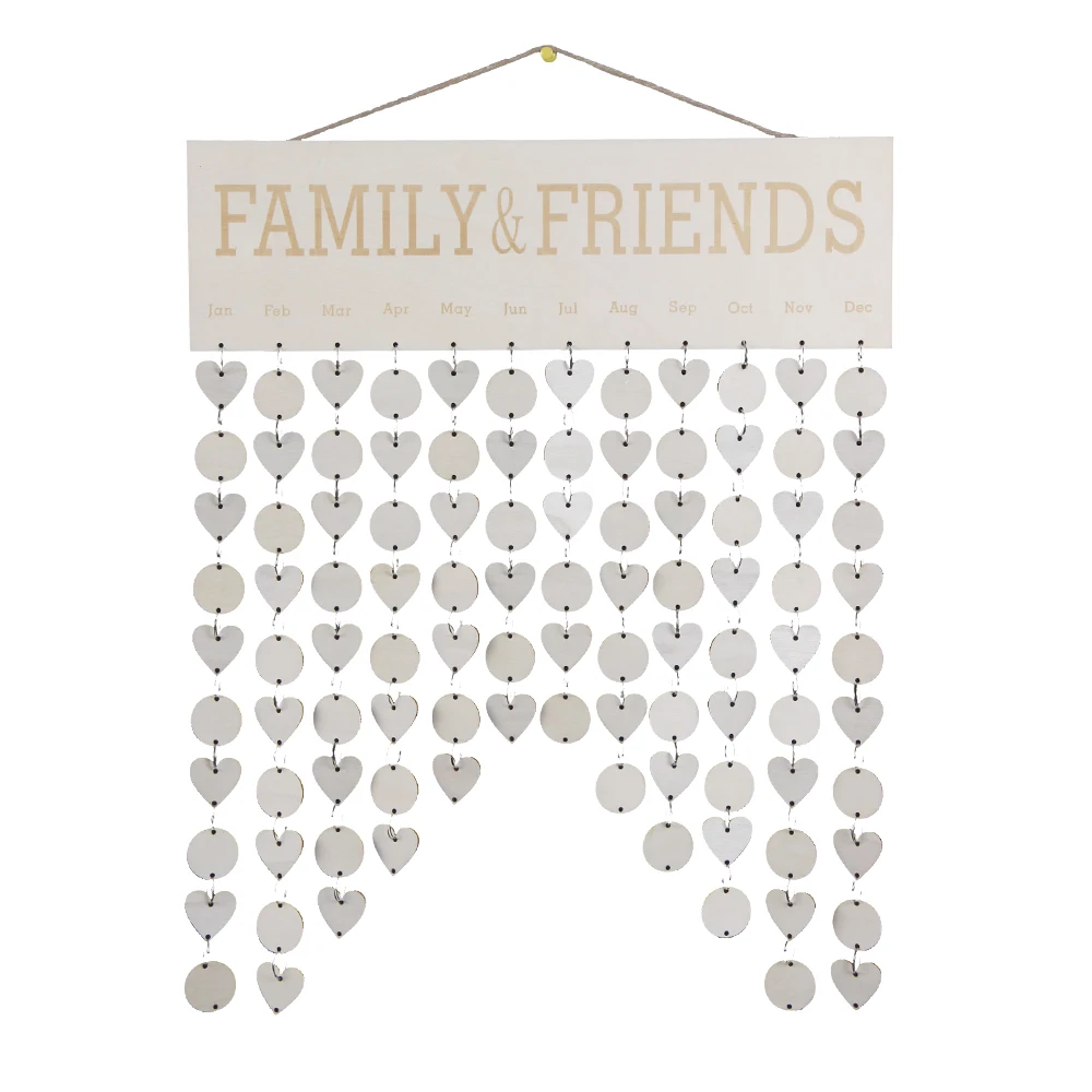 Hot selling friends family birthday reminder wooden DIY calendar