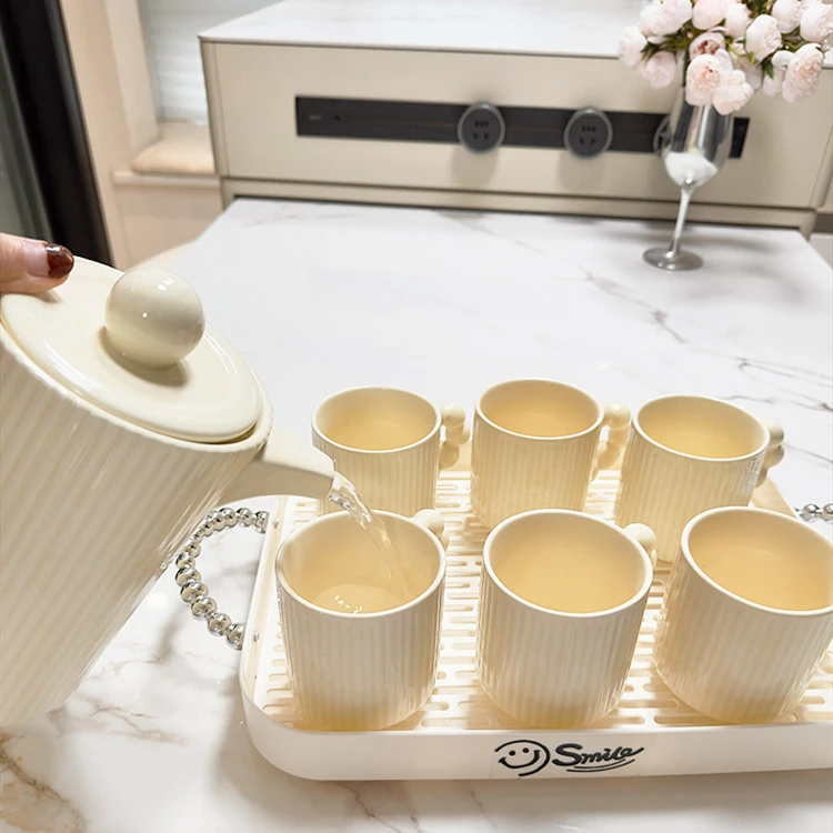 MAIMAI Exquisite Afternoon Tea Ceramic Cup Household Tea Set Gift Box High Beauty Tea Pot Set with Hand Gift